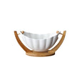 Fruit Basket With Wooden Holder White