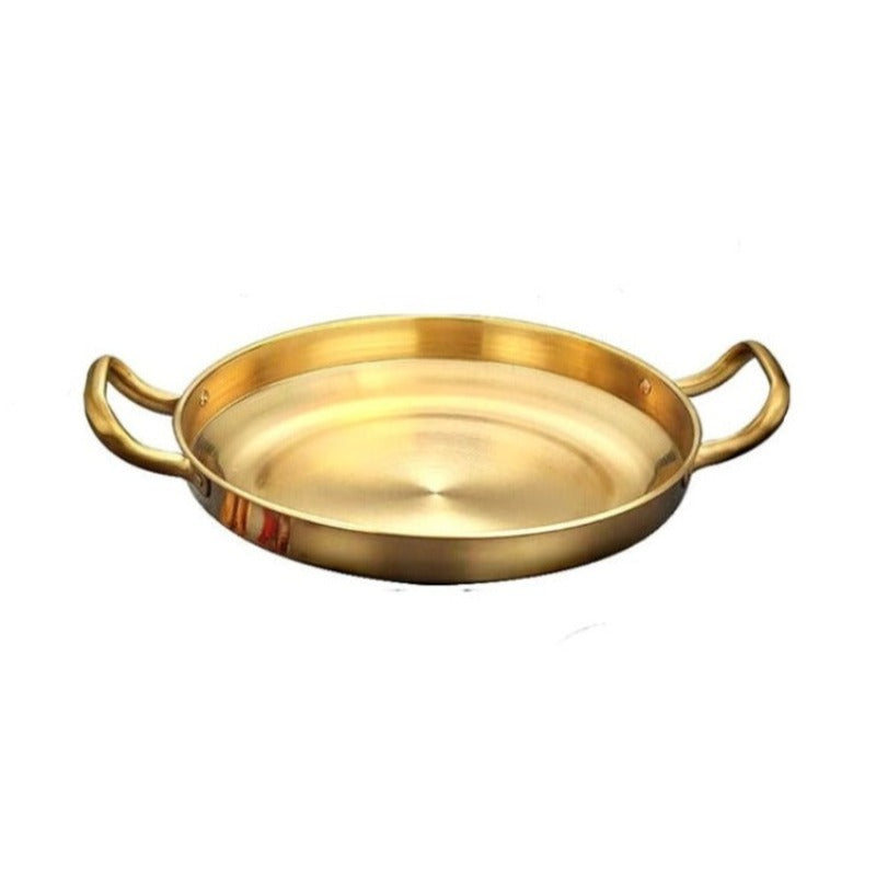 Stainless Steel Gold Plated Paella Pan 24cm