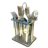 Stainless Steel Cutlery With Stand (Set of 24pcs)