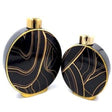 Round Black And Gold Ceramic Vase (Set of 2)