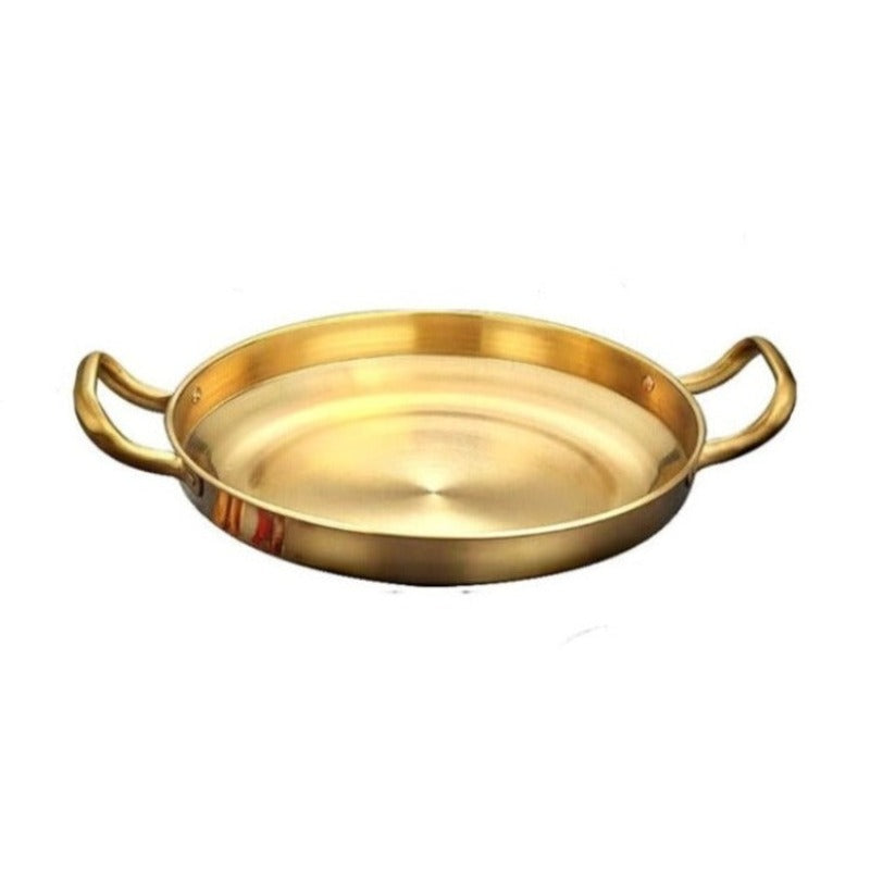 Stainless Steel Gold Plated Paella Pan 24cm