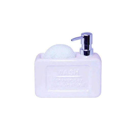 Soap Dispenser With Loofah Sponge White