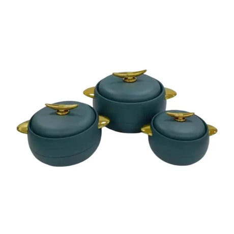 Food Warmer Hotpot Set Green & Gold (Set Of 3)