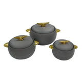 Food Warmer Hotpot Set Black & Gold (Set of 3)