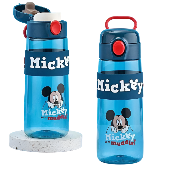 Mickey Mouse Water Bottle 680ml With Straw