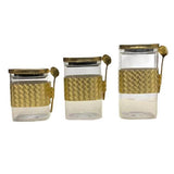 Glass Spice Jar With Gold Spoon (Set of 3)