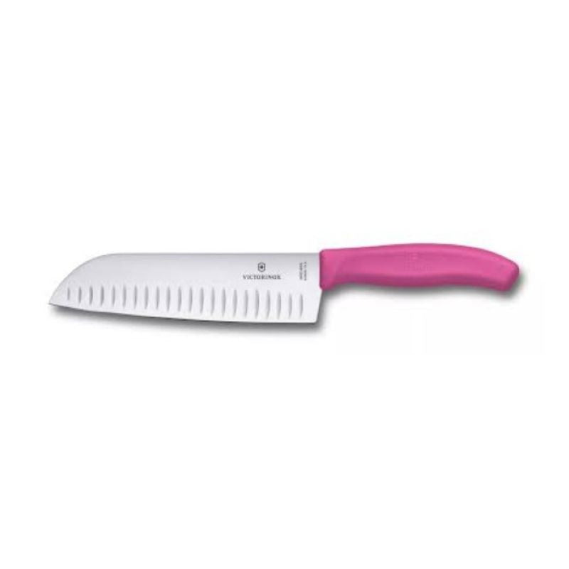 Swiss Classic Santoku Knife 17CM Straight Blades Pink