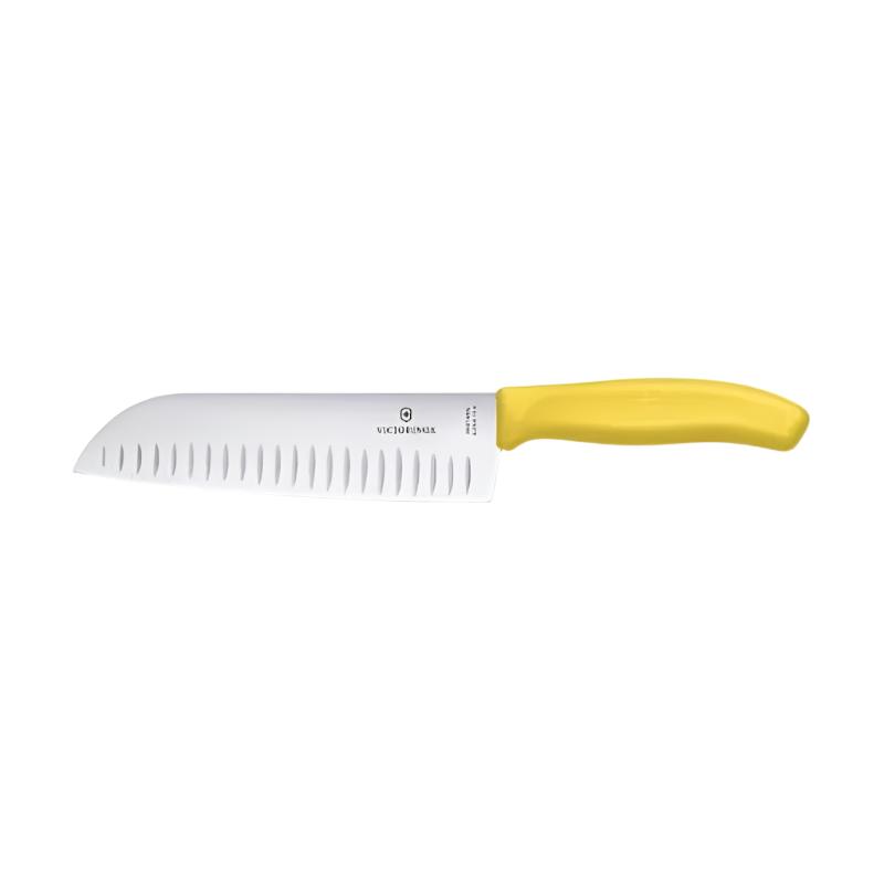 Swiss Classic Santoku Knife 17CM Straight Blades Yellow