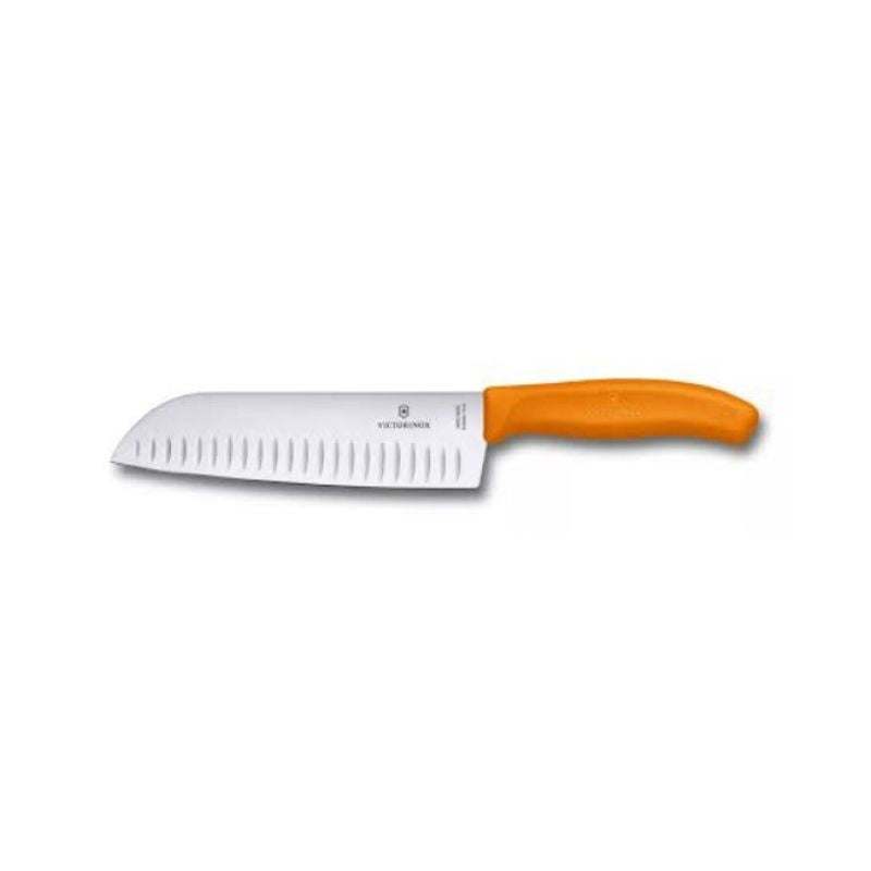 Swiss Classic Santoku Knife 17CM Straight Blades Orange