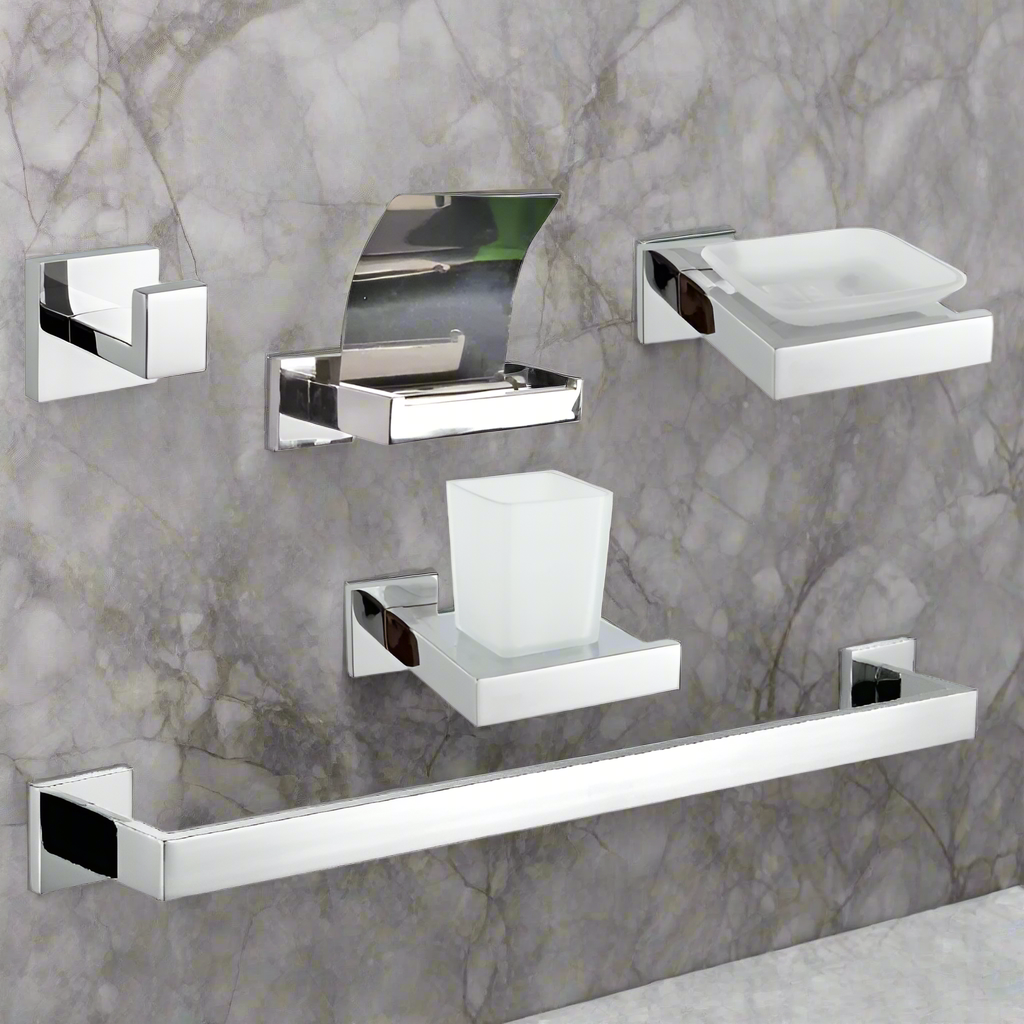 Stainless Steel Bathroom (Set of 5) Silver