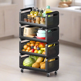 Iron Black Trolley Basket 4 Layer