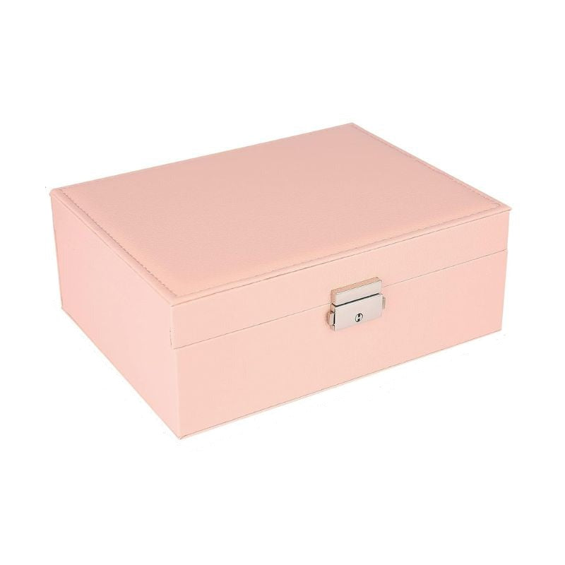 Double Layer Jewelry Box with Lock Pink