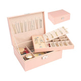 Double Layer Jewelry Box with Lock Pink