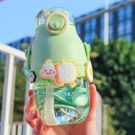 Cartoon Style Kids Plastic Water Bottle Green 480ml