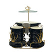 Soup Set With Gold Stand (Black Silver)