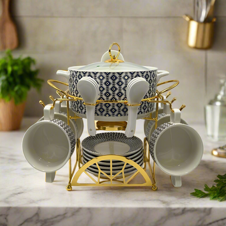 Soup Set With Gold Stand