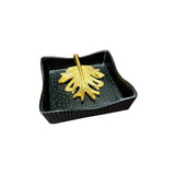 Pinnate Leaf Napkin Holder Gold & Black