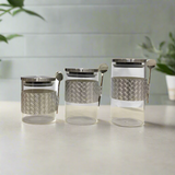 Glass Spice Jar With Silver Spoon (Set of 3)