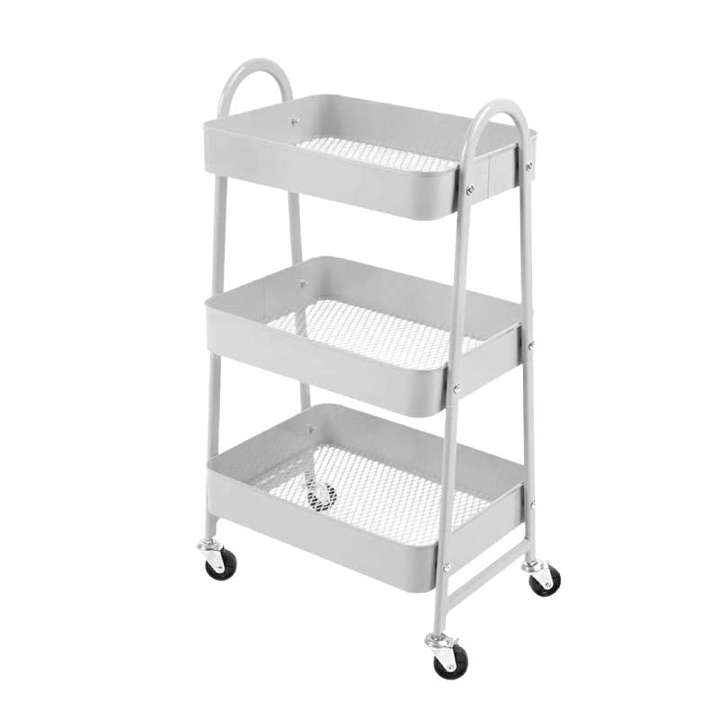 3-Tier Rolling Storage Trolley Metal White