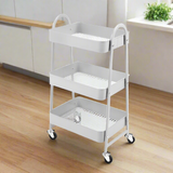 3-Tier Rolling Storage Trolley Metal White