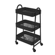 3-Tier Rolling Storage Trolley Metal Black