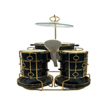 22 PCs Soup Set With Gold Stand (Black)