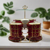 22 PCs Soup Set With Gold Stand (Red)