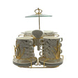 Soup Set With Gold Stand (White)