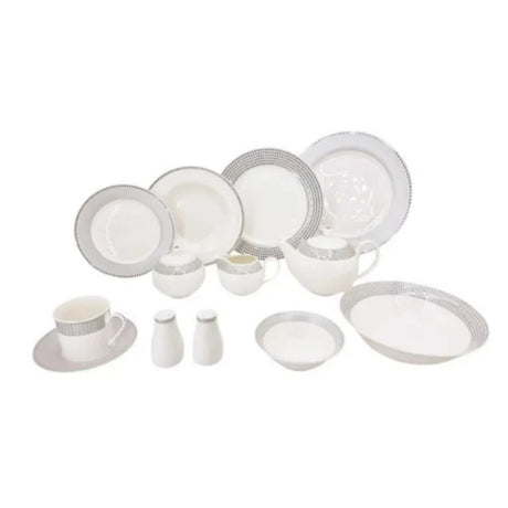 Dinner Set White & Grey (47pcs Set)