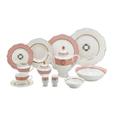 Dinner Set White & Pink (47pcs Set)