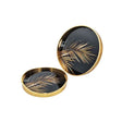 Round Serving Tray Floral Black & Gold (Set of 2)