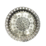 Round Serving Tray Silver Motif