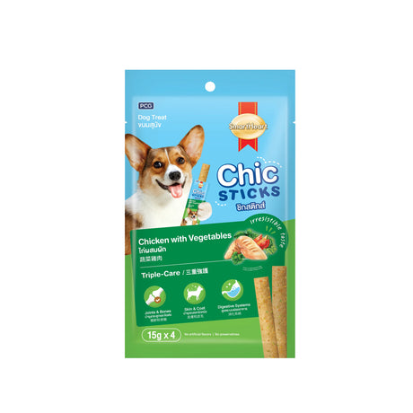 Smartheart Chicksticks Treats - Chicken With Vegetable 60gm (Pack of 12)