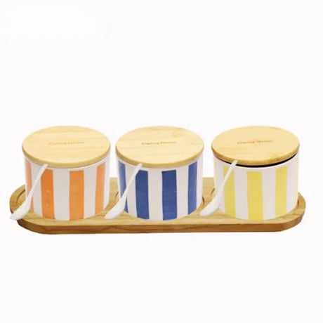 3pcs Jar Set With Wooden Tray