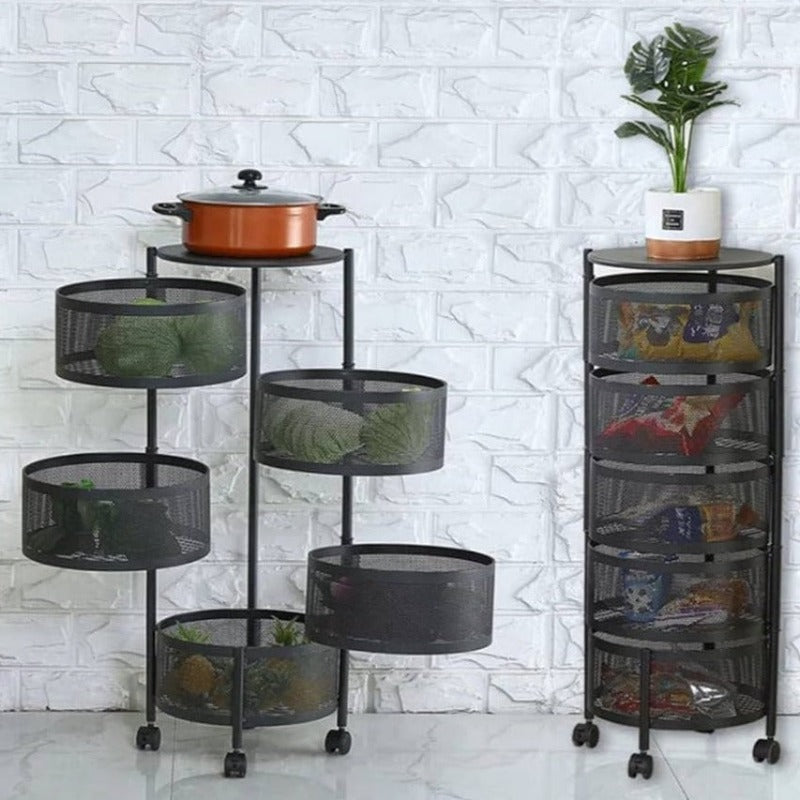 5 Tier Round Rotating Storage Trolley