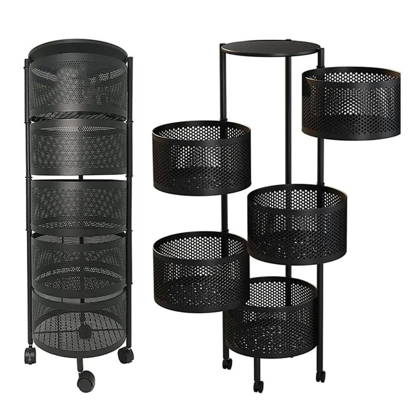 5 Tier Round Rotating Storage Trolley