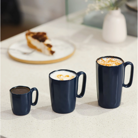 Two Ceramic Mugs With Handle 80 ml Fuori Navy Blue