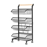 4 Tier Vegetable Trolley Black