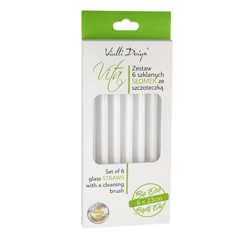 Set Of 6 Glass Straws With A Cleaning Brush