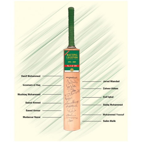 Batting Legends Cricket Memorabilia, with Wooden Frame