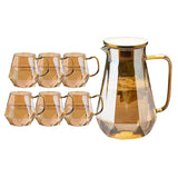 Glass Slash Jug Gold With Steel Lid (Set of 7)