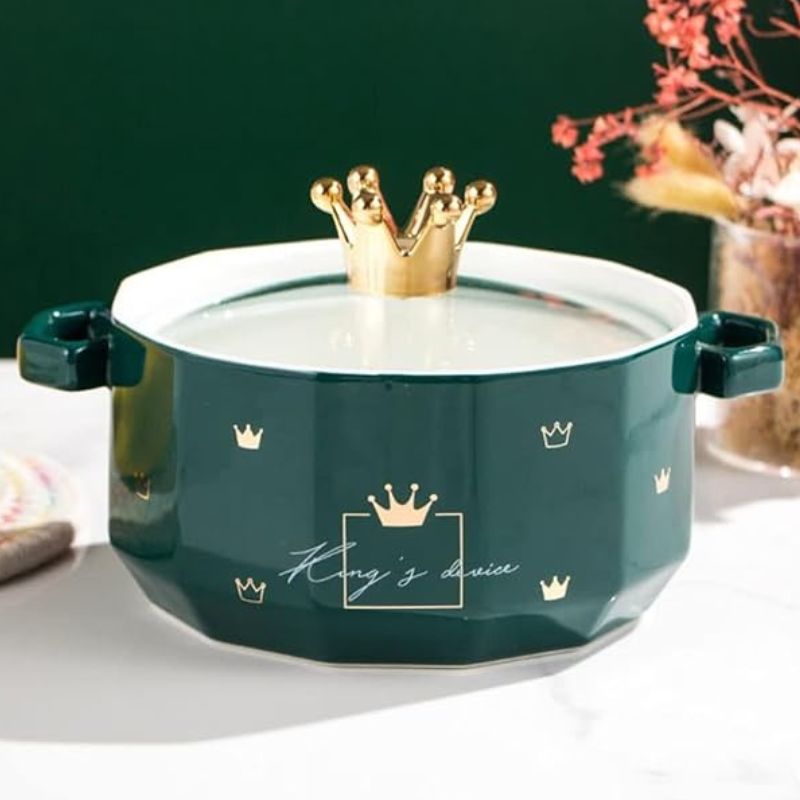 Crown Pot With Glass Lid Green 900ml