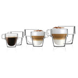 Set of 6 double wall glasses 2 x 150ml; 2 x 280ml; 2 x 350ml