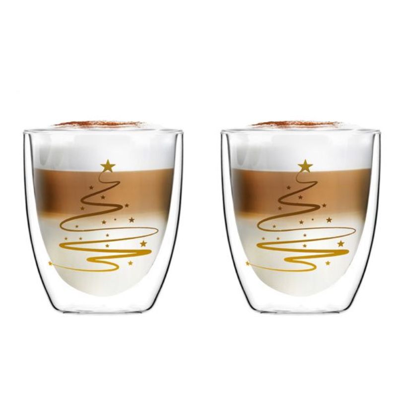 Set of 2 latte double wall glasses 250ml