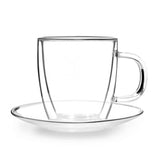 Set of 2 double wall glasses with saucer 250ml