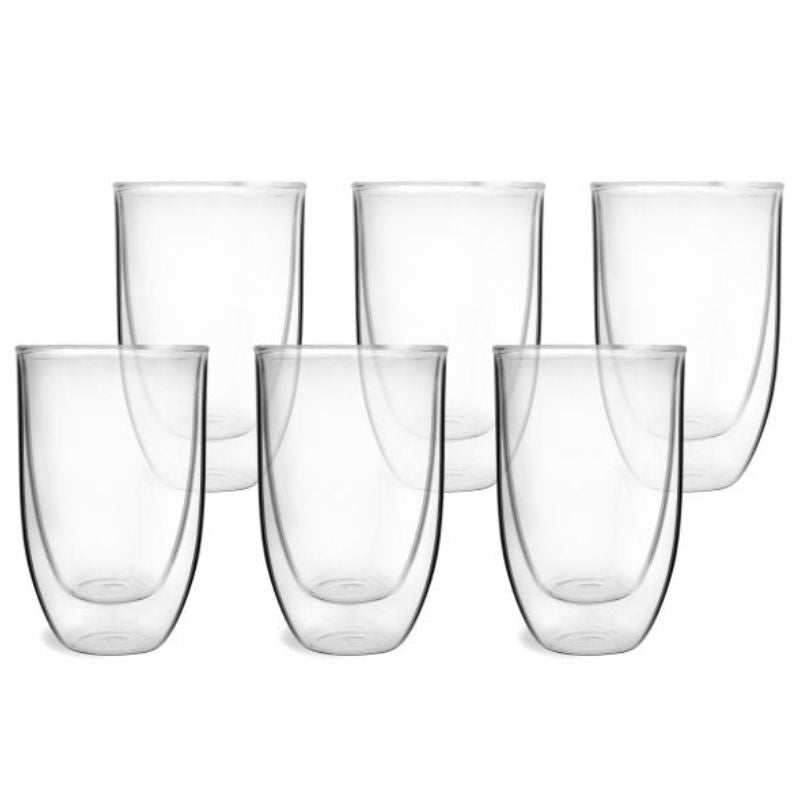 Set of 6 double wall long glasses 350ml