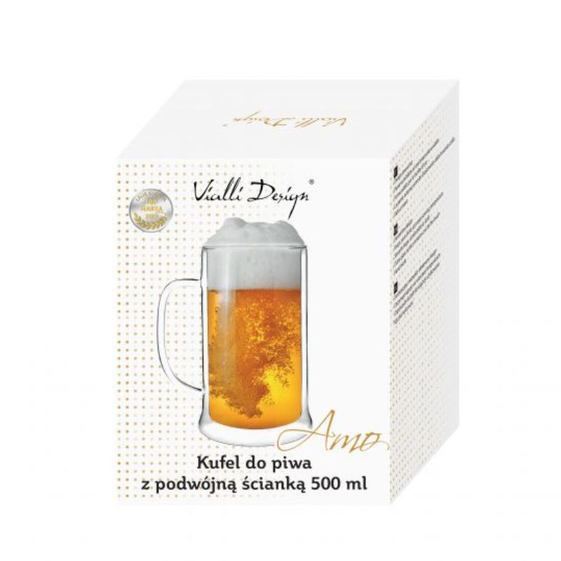 Double wall beer mug with under wall 500ml