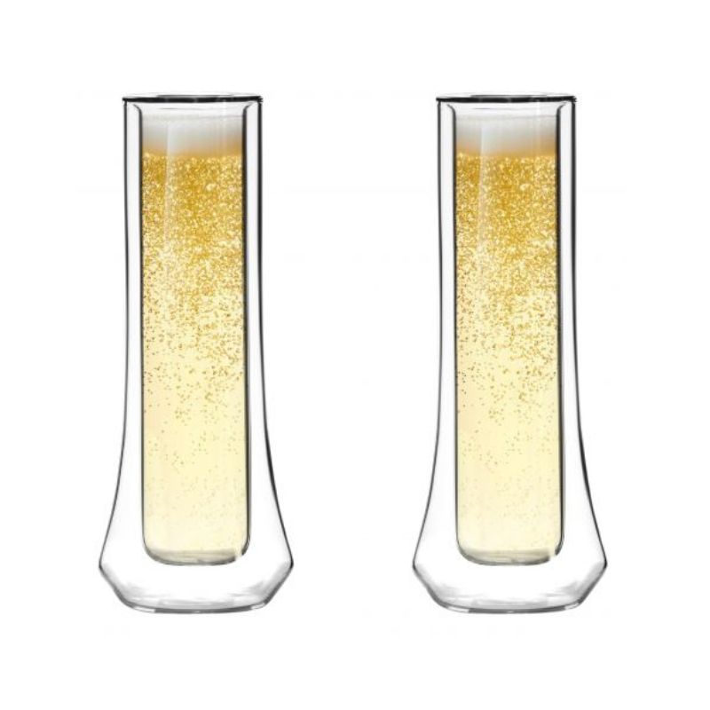 Set of 2 double wall champagne glasses 140ml