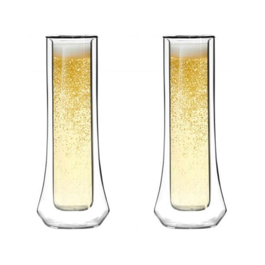 Set of 2 double wall champagne glasses 140ml