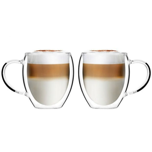 Set of 2 double wall glasses with handle 250ml